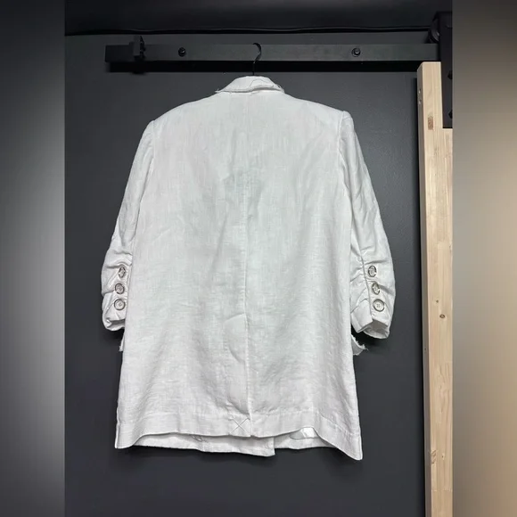 NWT Ramy Brook Gianni Raw Trim Double-Breasted Blazer White 8 - Picture 5 of 5